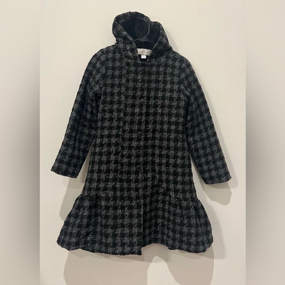 American Widgeon Hooded Princess black Coat Faux Fur Girls size 14 - Picture 2 of 9